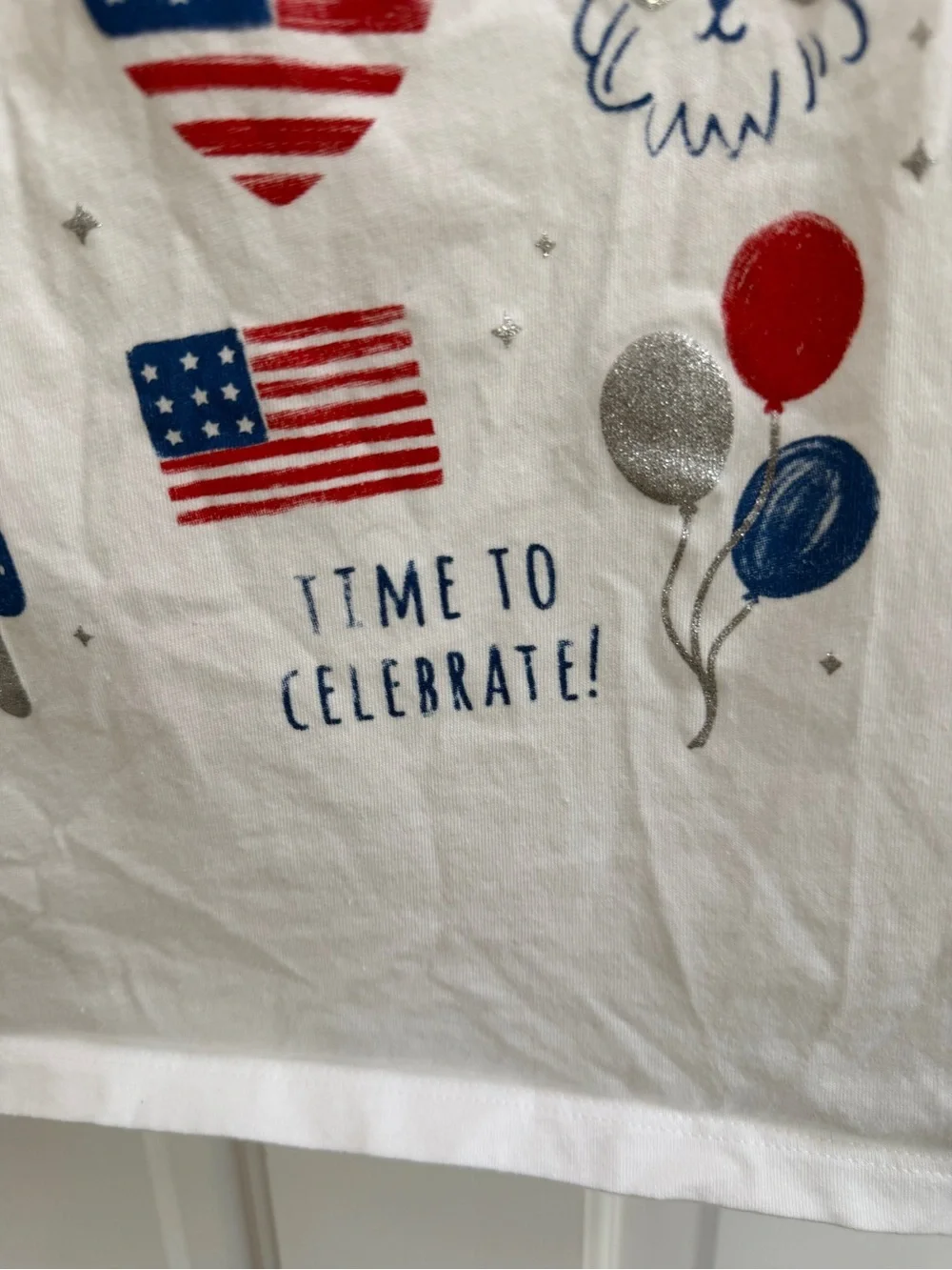 Carter's 4T Girls Red White Blue Patriotic 4th of July Short Sleeve Shirt Top